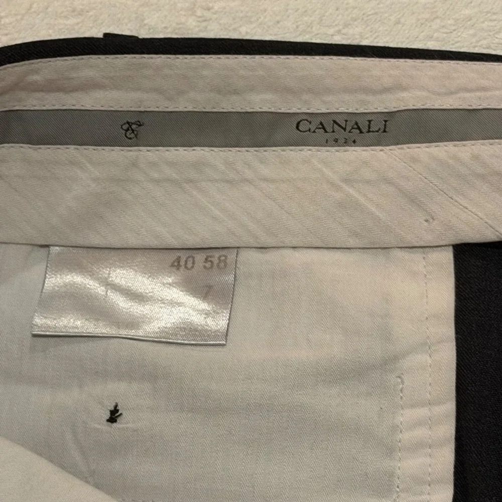 Canali Dress Pants Mens 40 Black Flat Front Wool Trousers Made in Italy‎ Office